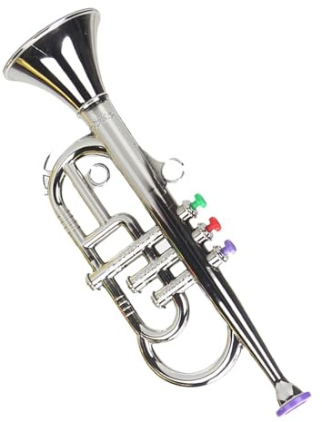 Leksakstrumpet, 4,72 x 3,54 x 13,39 tum, simulerade musikplåtsinstrument, horn – främjar tidig inlärning, trumpetinstrument inlärning för jul, födelsedag