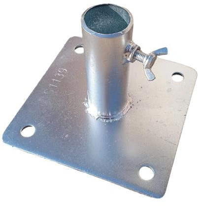MERIGLARE Scaffold Tower Base Plates 15cmx15cm Galvanised Square Base Heavy-Duty Scaffolding Base Plates with Wing Nut Welded Thickened Scaffold Tower Foot Plates for 32mm, 1 Inch Tube
