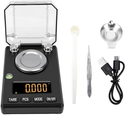 Oreilet 100 G/0,001 G Digitale Milligramm-Waage mit 20 Kalibriergewichten, Mini-Schmuckwaage, Hochpräzise Taschen-Mg-Waage Zum Nachladen von Pulver, Medizin, Gold-Edelsteinen