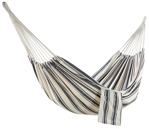 Vonhaus Garden Hammock, 2 Person Blue & White Striped Hammock, Ibiza