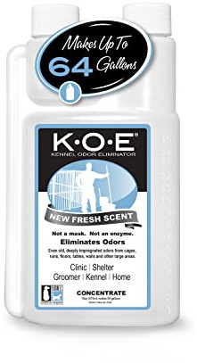 Odorcide K.O.E Kennel Odor Eliminator Concentrate – For Cages, Runs & More – For Home & Kennel w/Safe, Non-Enzymatic Formula (Fresh Scent, 16 oz)