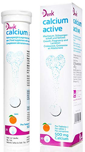 calcium active Denk: Nahrungsergänzungsmittel mit Calcium für Knochen, Zähne und Muskeln, für jede Lebensphase, mit 500 mg Calcium, 20 Brausetabletten
