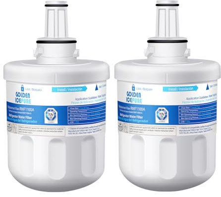GOLDEN ICEPURE RWF1100A 2 Filtres à Eau pour Réfrigérateur, Compatible avec Samsung Aqua Pure Plus DA29-00003A, DA29-00003B, DA29-00003F, DA29-00003G, HAFIN1, HAFIN1/EXP, DA97-06317A, DA61-00159A