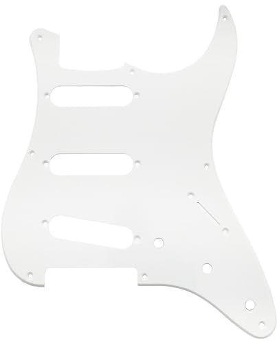 Musiclily Pro 8 Löcher ST Pickguard Schlagbrett MIJ 1 lagig Weiß | für Fender Japan 57 Vintage Style Strat E-Gitarre
