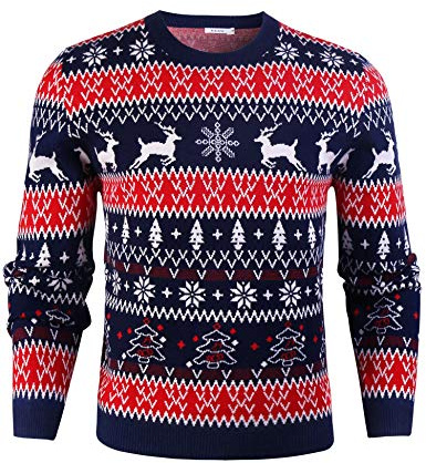 iClosam Herren Weihnachtspullover Strickpullover Langarm, Ugly Christmas Sweater Herren Weihnachtspulli, Lustige Strick Christmas Sweater, Pullover mit Rundhalsausschnitt