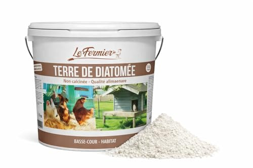 LE FERMIER Terre de Diatomée Poules 2.5 KG – Anti Poux Rouge & Puces & Parasites – 100% Naturelle – Assainit Poulailler – sans Danger pour Œufs