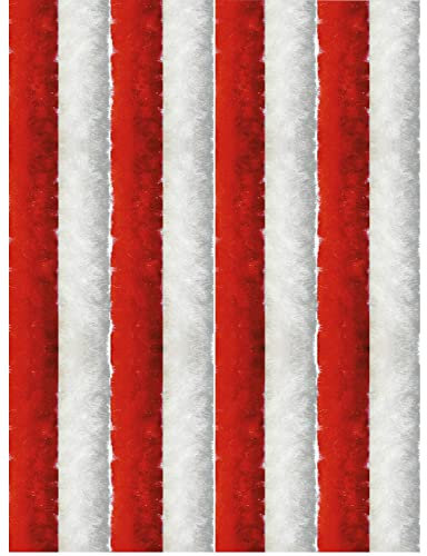 Arsvita Flauschvorhang 160x200 cm in Unistreifenrot - weiß, Perfekter Insekten- und Sichtschutz für Ihre Balkon- und Terrassentür, viele Farben