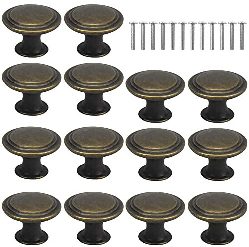 16PCS Pomolo per Mobile Rotondo, Vintage Pomolo per Mobile in Legno, 30MM Pomelli per Porta, Manopole per Cassetti e Cucine, Maniglia per Armadietto con Viti, Pomelli per Cassetti, Armadio Cassetto