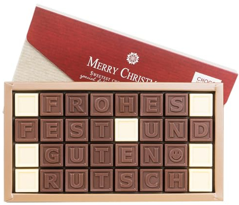 CHOCOLISSIMO - Weihnachtsschokolade - Schokolade Weihnachten - Süße Weihnachtskarte, Geschenk, Geschenkidee Nikolaus - Kinder, Mama, Neues Jahr - FROHES FEST UND GUTEN RUTSCH, Frau, Frauen, Mann