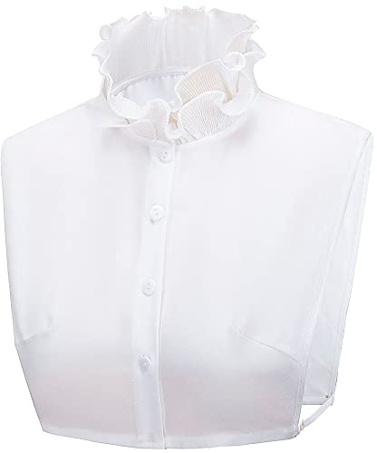 LoudSung Fake Collar Detachable Half Shirt Blouse False Collar Sweet Bow Tie Elegant for Women Girls White