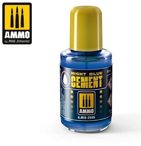 Cemento azul noche extra fino AMMO MIG Colle21 30 ml. Ideal para plástico y modelismo.