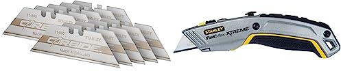 Stanley FatMax Carbide Trapezklingen (0,6 mm Klingenstärke & Fatmax 2 in 1 Messer PRO 0-10-789 (mit einziehbarer Klinge, 180 mm Länge, vielseitige Einsatzmöglichkeiten durch zwei Klingen