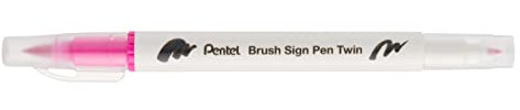 Pentel SESW30C-T109E Brush Sign Pen Twin, Pennarelli con due punte flessibili, inchiostro a base d'acqua, rosa, 1 pezzo, corallo