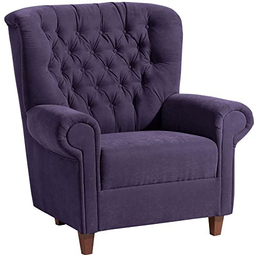 58 aufm Kessel Hochlehnsessel Katrin Bezug Veloursstoff Buche nussbaum dunkel/violett 22888