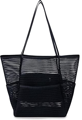 Beach Bag for Women Holiday Essentials Large Mesh Tote Bags with Zip Pocket