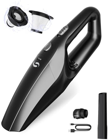 SERVOMASTER Handheld Vacuum Cleaner, Car Vacuum Cleaner Powerful with Rechargeable Battery, Portable Hand Held Vacuum Cordless with Washable HEPA Filter, Mini Vacuum Kit for Men and Women, Black