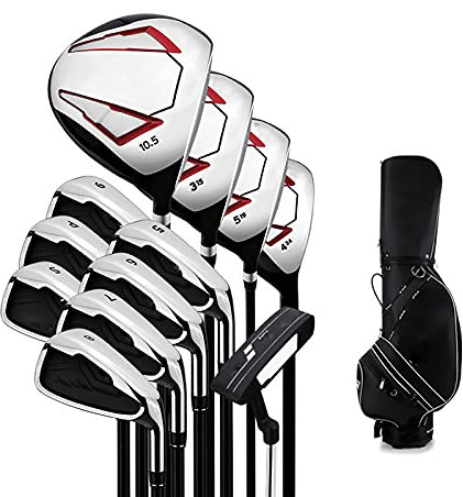 Komplettes Golfschläger-Paket-Set für Herren, komplettes Golfschläger-Set für Anfänger, Graphitschaft, Golf-Herren für die rechte Hand, 12er-Pack mit Cart-Tasche