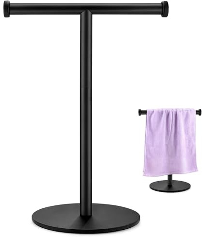 Hand Towel Holder, Matte Black Bathroom Towel Racks, Countertop Towel Stand, T-Shape Towel Holder for Bathroom Kitchen, Size 11 L x 6.7 W x 16.1 H