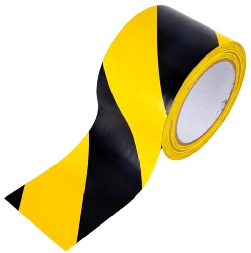 GTSE Markierungsklebeband 75 mm x 33 m Gelb/Schwarz 1 Rolle | Nicht klebend, Warnband, Vorsichtsband aus Kunststoff