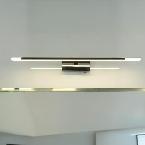 Licht-Erlebnisse LED Spiegelleuchte mit Schalter IP44 Chrom 4000 K 850 lm neutralweiß B: 55,5 cm Metall Wandleuchte Badezimmer Bad Lampe