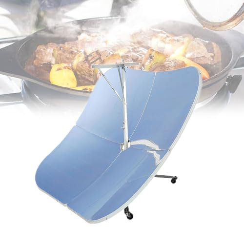 Cuiseur solaire portable 2000 W, four concentré solaire carré, température du point focal parabolique : 1472-1832 °F, toutes saisons, extérieur, cuisson, cuisson à la vapeur, cuiseur solaire à concent