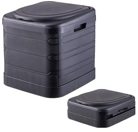 Campingtoilette Faltbar Klappbare Camping Toilette Reisetoilette Wc Mobile Trenntoilette Mit 1 Rolle Müllsäcke Trockentoilette Camping Kompakt Für Outdoor Camping Festival Stau Zelten , Black,Oval