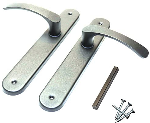 Modern Silver Interior Door Handle Set with Sleek Lever Design and Backplate, Ideal for Bedroom and Bathroom Doors, Durable and Easy to Install, Includes All Necessary Screws and Components