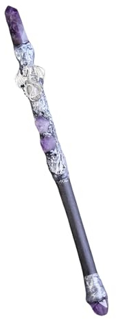 MYAROMA FINDINGS Handcrafted Amethyst Crystal Magic Wand Witch Fairy Wand Cosplay Magic Style A