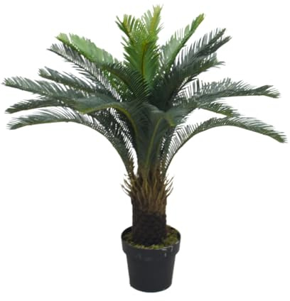 Lacers SMARAGDLINE Kunstpalme Cycas 90cm kunstpflanze Künstliche Pflanzen Groß Kunstbaum wie echt für Wohnzimmer Schlafzimmer Büro Deko Artificial Plants Outdoor Balkon Dekoration kunstblumen
