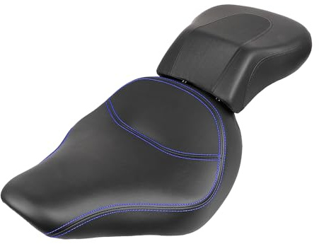 YDLMT Synthetic Leather Blue Stitching Driver Passenger Seats Fit for Harley Fat Boy EFI FLSTFI FLSTF 2007-2017