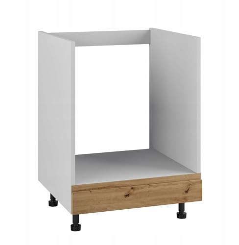 Laclar Küchenschrank für den Backofen - mit glänzender, grifflosem Acrylfront - verstellbaren Füßen - ideal für Moderne Küchen - 60x58x82 cm - Hohe Qualität - Artisan Oak