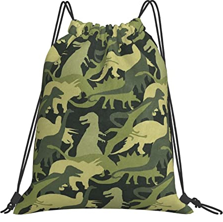 Richugui Dinosaurier-Rucksack mit Kordelzug, lustige Kordelzugbeutel, Sporttasche, Turnbeutel für Damen und Herren, Rucksäcke, Training, Yogatasche, Schwarz, One size