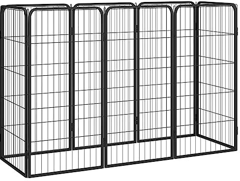 DYRJDJWIDHW hundetransportbox alu,hundebox zuhause,Dog Crate Indoor,8-TLG. Hundelaufstall Schwarz 50x100 cm Stahl PulverbeschichtetEntworfen für Garten und Terrasse.