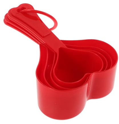 Ciieeo Heart Shaped Measuring Spoons Set, Plastic Baking Measuring Cups for Wet and Dry Ingredients, Kitchen Cooking Scoop Set for Sugar, Flour, Eggs, Home Use Random Color