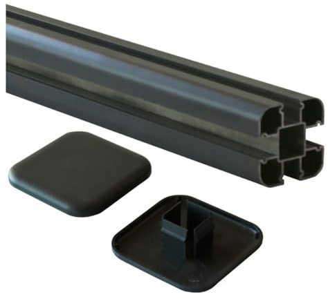 HORI Rhombus-Style Pfosten - WPC Sichtschutz - Aluminium - Stecksystem - Zaun - Garten - Gartenzaun - Lamellenzaun - Windschutz - Zaunelemente - Grau - zum Einbetonieren