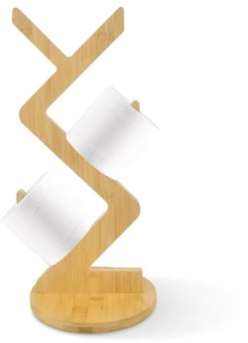 Whemyreat toilettenpapierhalter stehend aus Bambus,für 3 Rollen, toilettenpapier aufbewahrung,Platzsparend,klorollenhalter stehend,Toilet Paper Holder,klopapier aufbewahrung,Holzfarbe