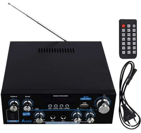 Cpolebev Amplificador de Audio AK55 de 2,0 Canales, HiFi, Digital, Bluetooth, Amplificador Digital USB, Enchufe UE