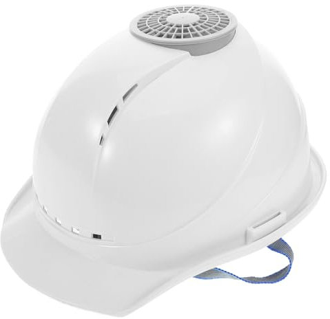 Warmhm Casco Di Sicurezza Per Cantieri Ventola Di Raffreddamento Integrata, Ricarica Usb e Design a v Per Lavori Di Ristrutturazione All'aperto, Casco Da Lavoro Bianco Ventilatore Per Edilizia
