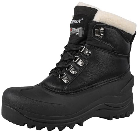 riemot Stivali da neve da donna e da uomo, impermeabili, invernali, caldi, imbottiti, antiscivolo, per escursionismo, trekking, lavoro, sci, attività all'aperto, EU36-47, Nero , 38 EU