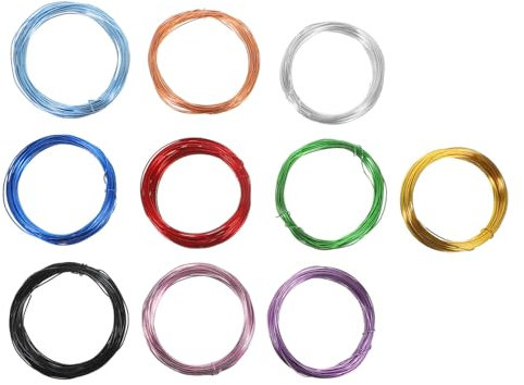 HOMSFOU 10 rollos de alambre de aluminio para hacer joyas de bricolaje, colores flexibles, cuentas y creación de accesorios, ligero y duradero