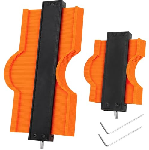 CIRULLI 2 Pack Konturenlehre 25cm+12cm mit Feststeller, Konturschablone für Laminat,Weihnachtsgeschenk Set für Vater, Handwerker Geschenke,Werkzeug set für Holzbearbeitung und Bodenverlegung Laminat