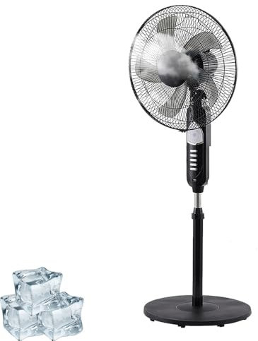 Ventilatore a piantana oscillante, ventilatore da esterno a 3 velocità, ventilatore da terra alimentato a energia solare, for picnic, campeggio, balcone di casa, lavori all'aperto, pesca selvaggia