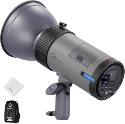 NEEWER Q300 Flash de Studio Extérieur 300Ws 2,4G avec Déclencheur sans Fil Q Compact, Batterie Li-ION 7800mAh,éclairage Stroboscopique pour Studio Photo,Monobloc sans Fil 1000 Flashs Pleine Puissance