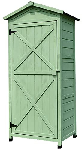 Potting Bench, Lockable Garden Shed with Waterproof Roof Outdoor Storage Cabinet with Shelves Furniture Waterproof Tool Shed,Green