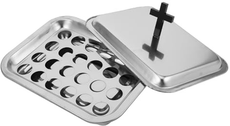 FUNNETOYU Stainless Steel Communion Plate and Wine Glass Tray Design for Church Services and Family Gatherings Elegant and Portable Communion Supplies