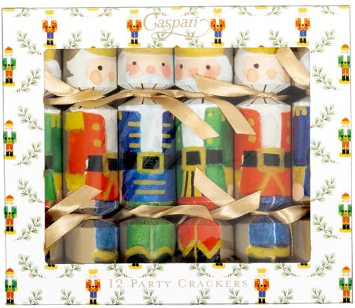 Caspari Painted Nutcrackers Celebration Party Favor - Includes 12 Celebration party favor with Surprise Trinkets, Crowns & Jokes