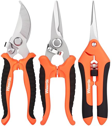 Garden Pruning Shears, 3 Pcs Stainless Steel Gardening Shears, Gardening Scissors for Flowers Fruit Trees, Gardening Trimming, Garden Tools