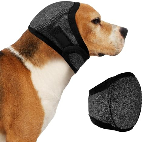 INSPUTOL Paraorecchie Impermeabili per Cani, Riduzione del Rumore e Copertura Regolabile per Toelettatura, Bagno, Temporali, Fuochi d’Artificio, Nuoto (Grigio, M)