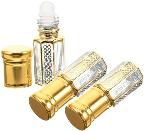 DECORNIJIA 3pcs Glass Perfume Bottles with Rollerball for Essential Oils Refillable Empty Sample Containers for Women Portable Liquid Makeup Storage for Home Office Beauty Salon