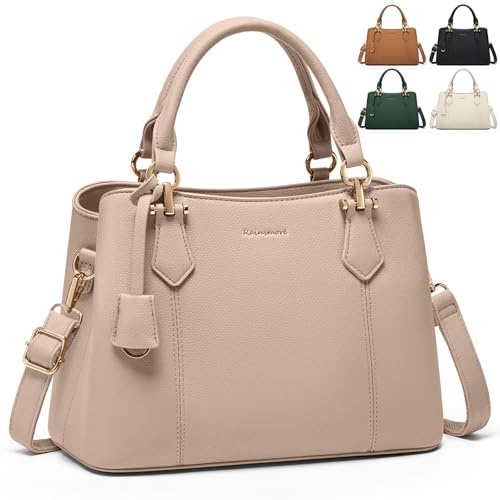 RAINSMORE Handtasche Damen Mittelgroß Umhängetasche Damen PU Leder | Mehrfächer Klein Schultertasche & Henkeltasche Elegante Tote Bag mit Abnehmbarem Gurt für Alltag Reisen Einkauf